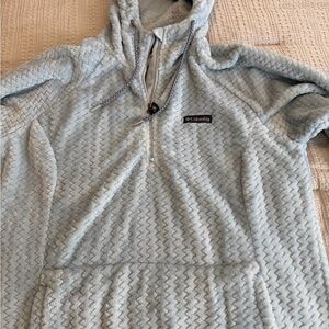 Columbia Women’s Light Blue Hooded Sherpa 1/4 zip  Sweater